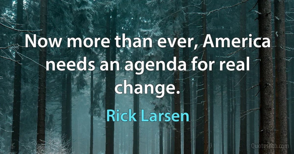 Now more than ever, America needs an agenda for real change. (Rick Larsen)