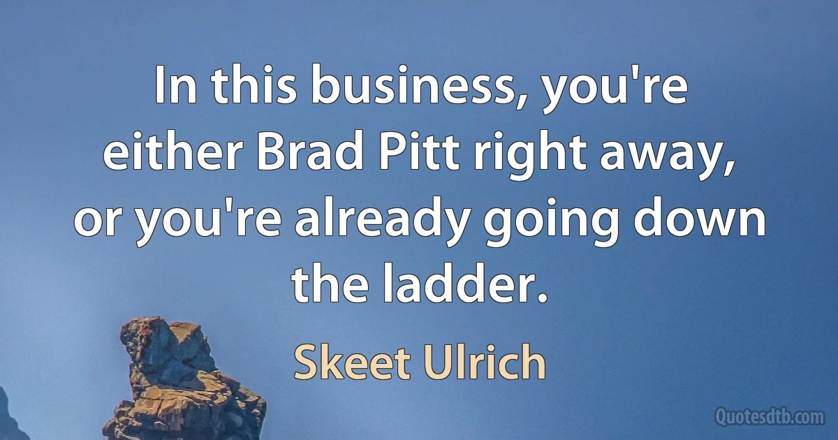 In this business, you're either Brad Pitt right away, or you're already going down the ladder. (Skeet Ulrich)