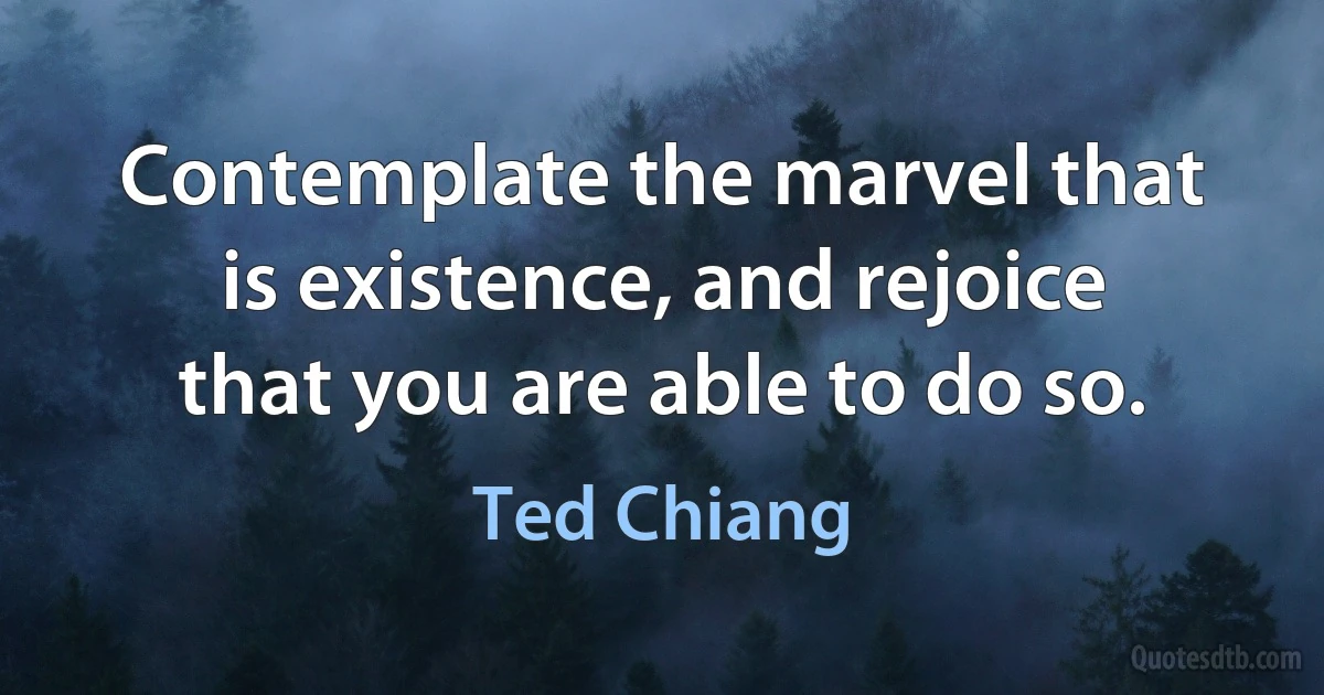 Contemplate the marvel that is existence, and rejoice that you are able to do so. (Ted Chiang)