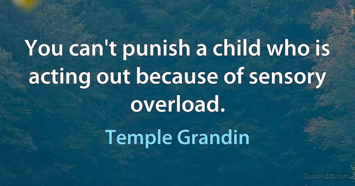 You can't punish a child who is acting out because of sensory overload. (Temple Grandin)