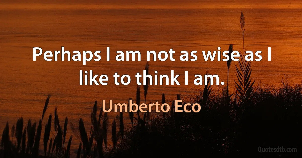 Perhaps I am not as wise as I like to think I am. (Umberto Eco)