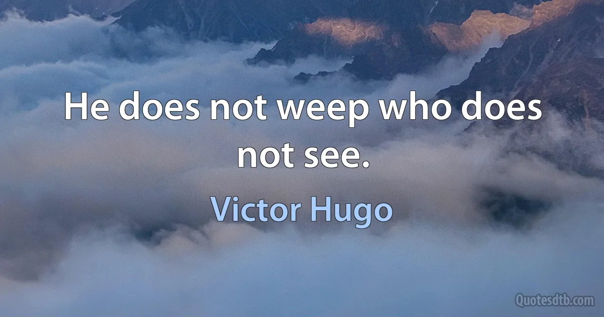 He does not weep who does not see. (Victor Hugo)