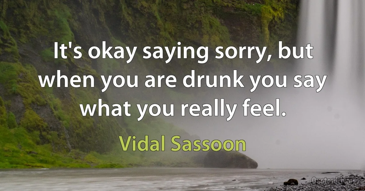 It's okay saying sorry, but when you are drunk you say what you really feel. (Vidal Sassoon)