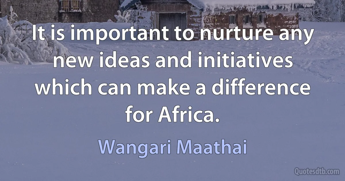 It is important to nurture any new ideas and initiatives which can make a difference for Africa. (Wangari Maathai)