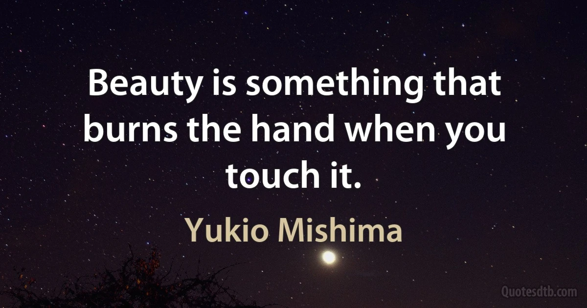 Beauty is something that burns the hand when you touch it. (Yukio Mishima)