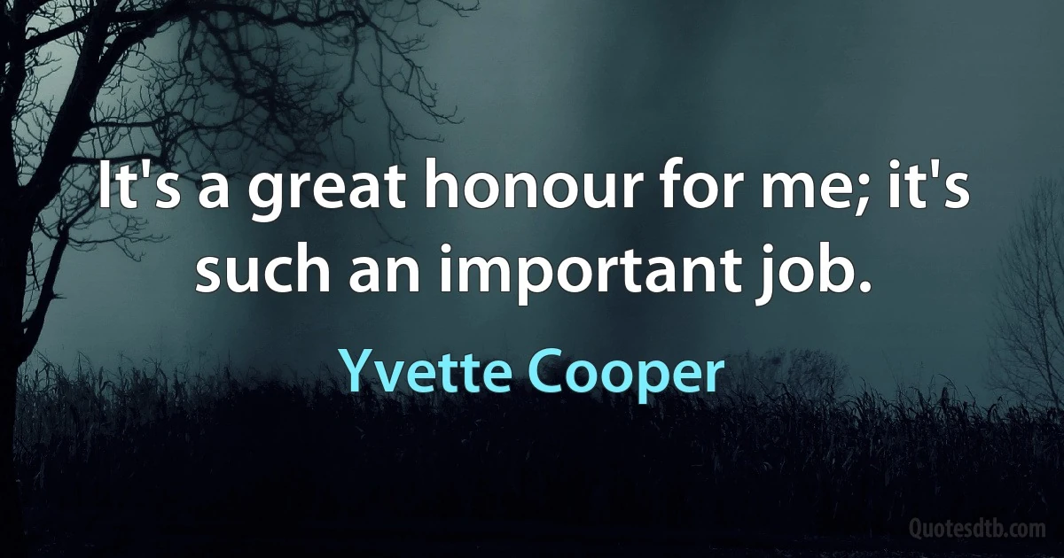 It's a great honour for me; it's such an important job. (Yvette Cooper)