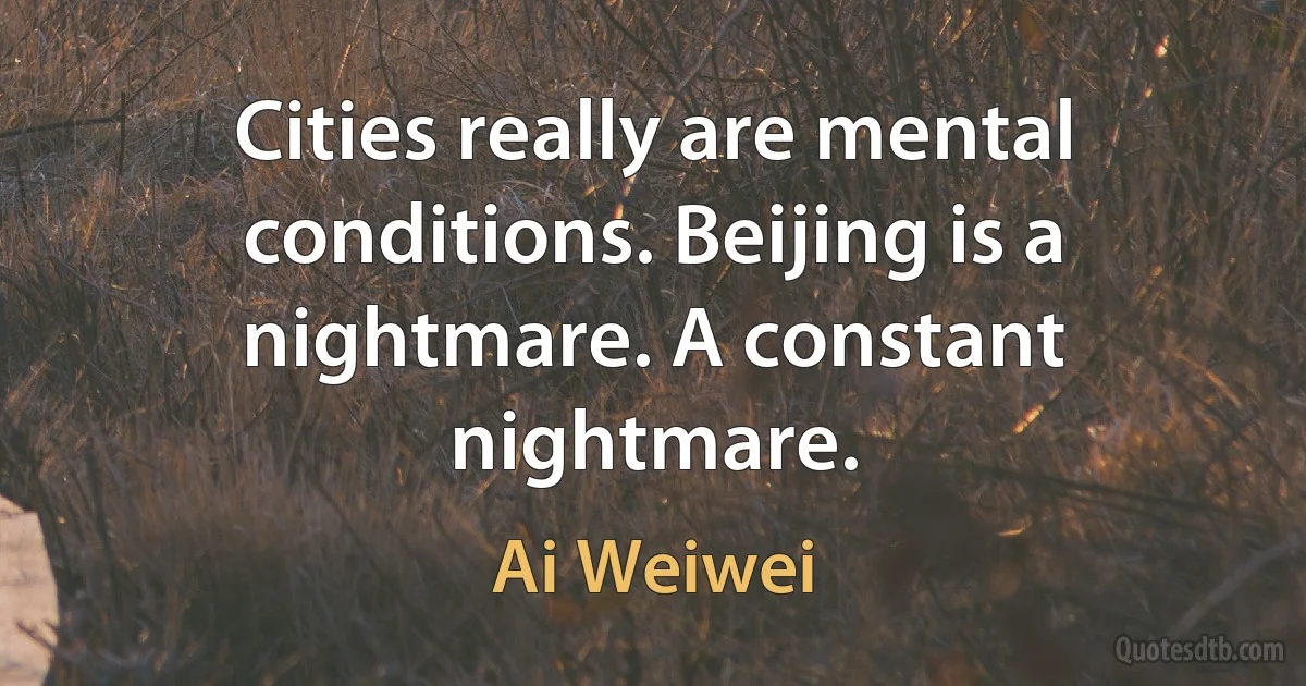 Cities really are mental conditions. Beijing is a nightmare. A constant nightmare. (Ai Weiwei)