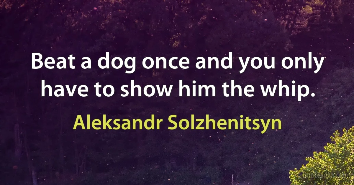 Beat a dog once and you only have to show him the whip. (Aleksandr Solzhenitsyn)