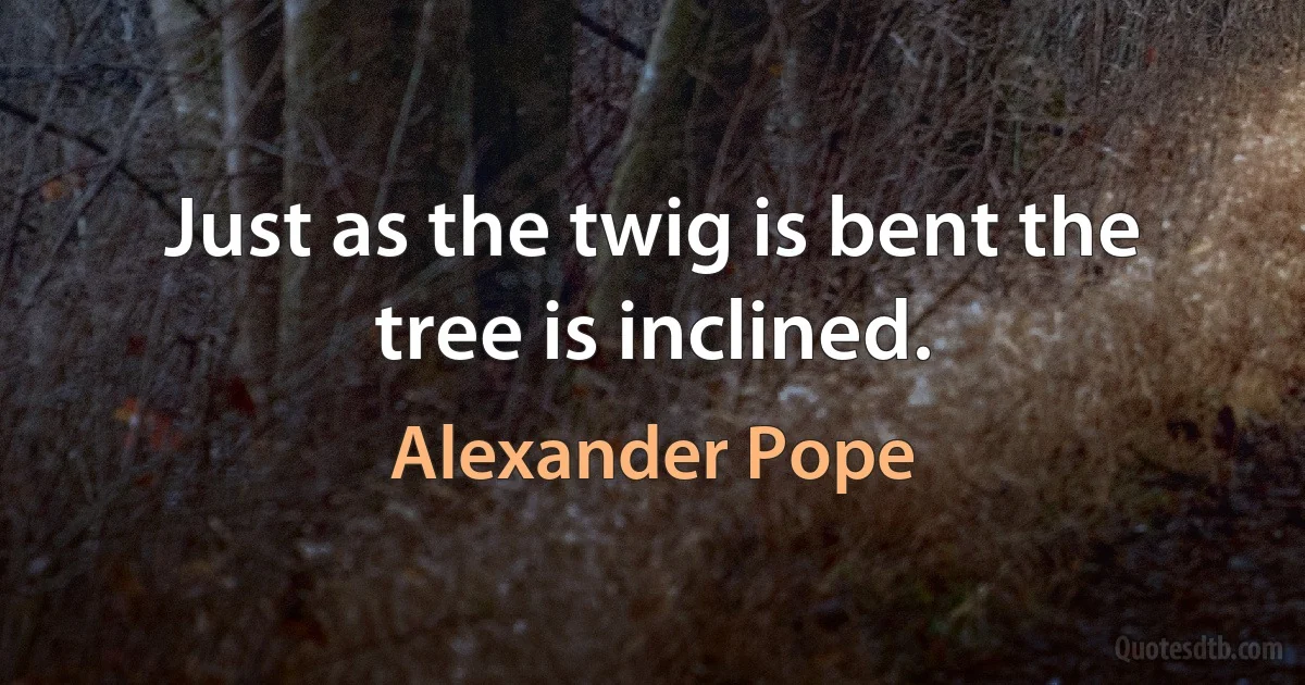 Just as the twig is bent the tree is inclined. (Alexander Pope)