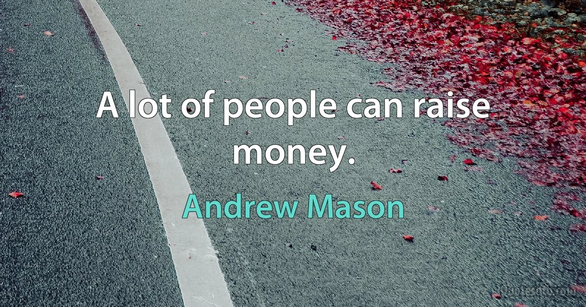 A lot of people can raise money. (Andrew Mason)