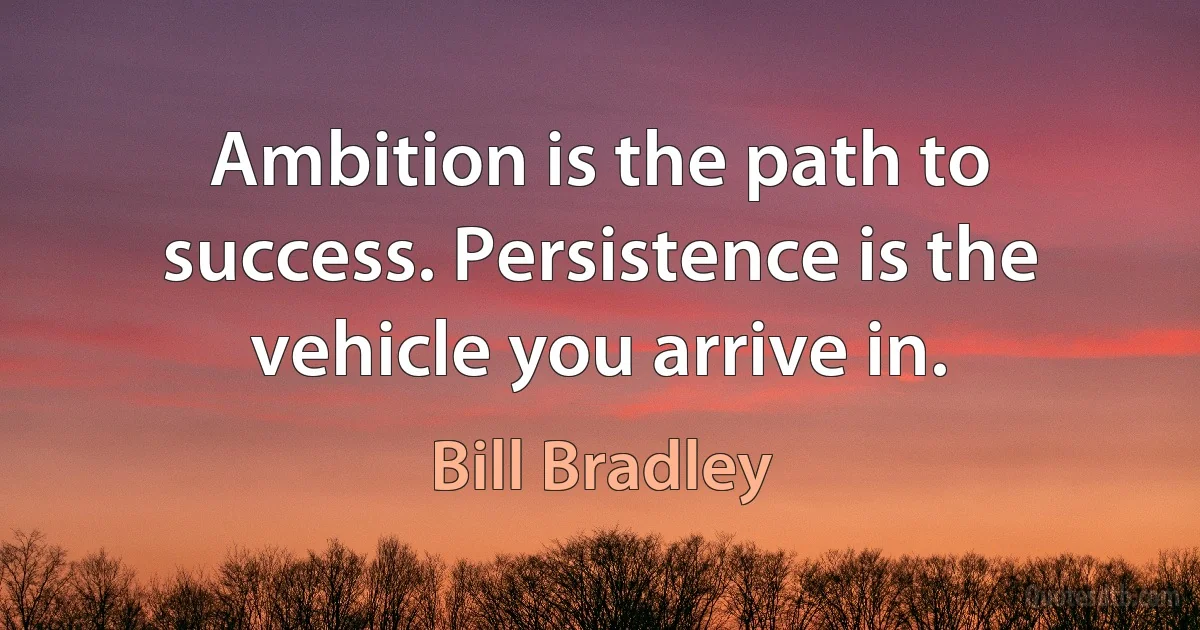 Ambition is the path to success. Persistence is the vehicle you arrive in. (Bill Bradley)