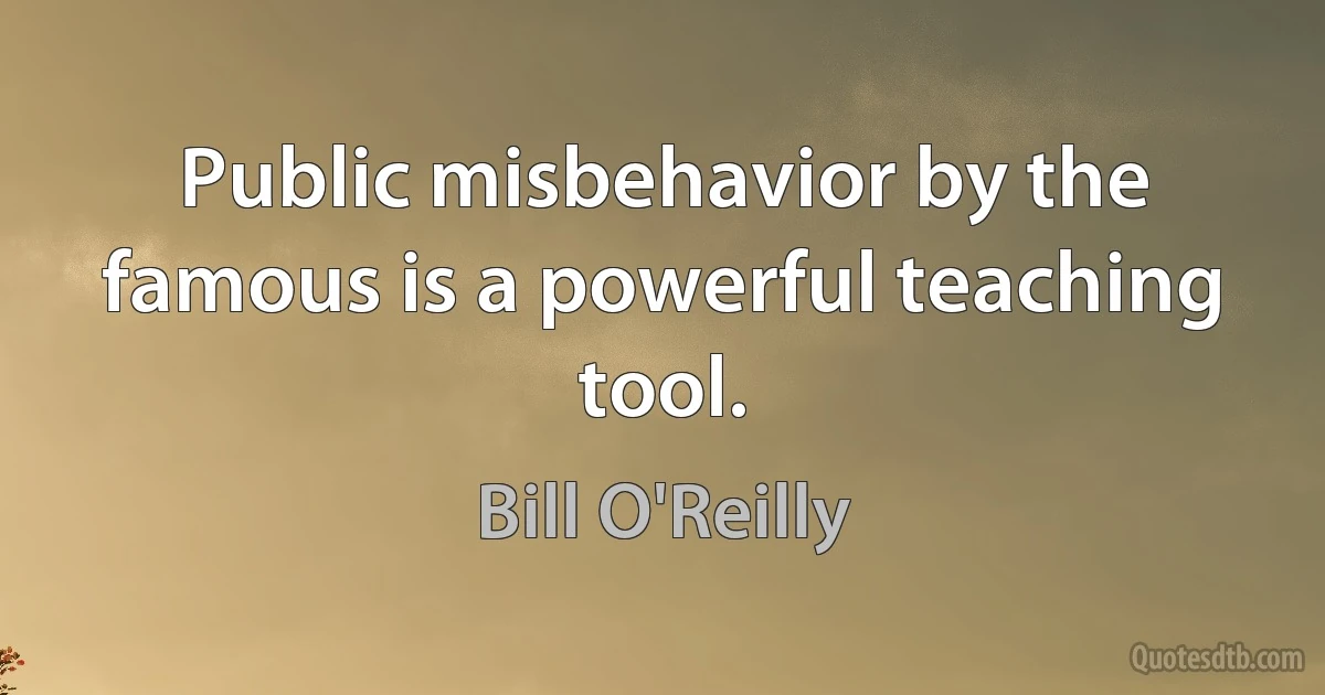 Public misbehavior by the famous is a powerful teaching tool. (Bill O'Reilly)