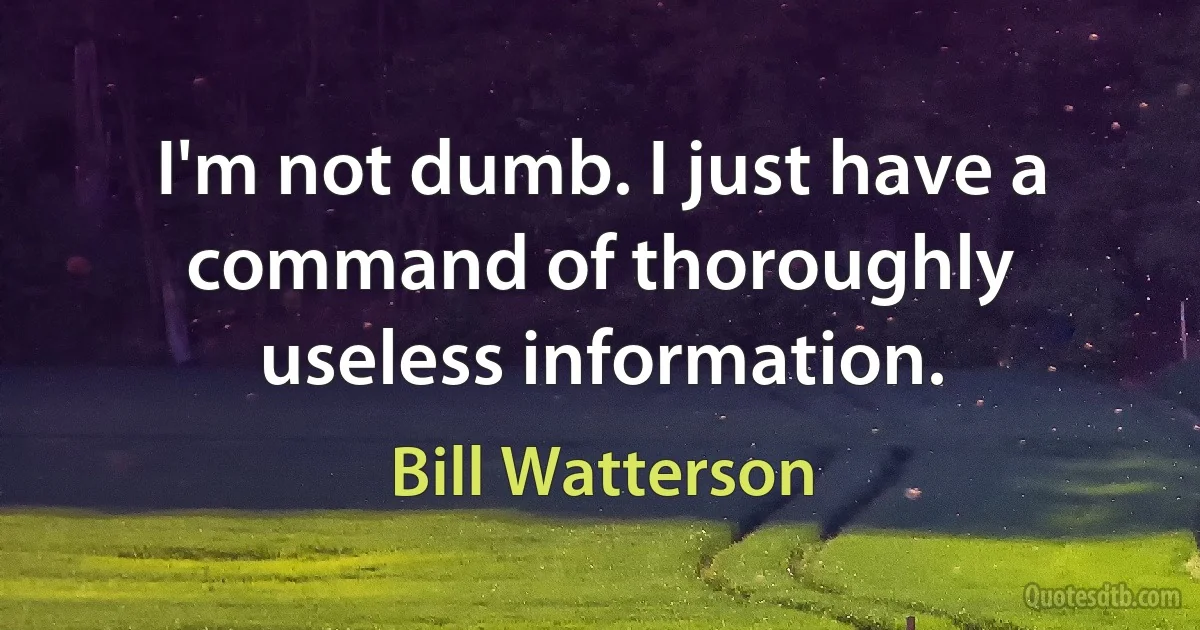 I'm not dumb. I just have a command of thoroughly useless information. (Bill Watterson)