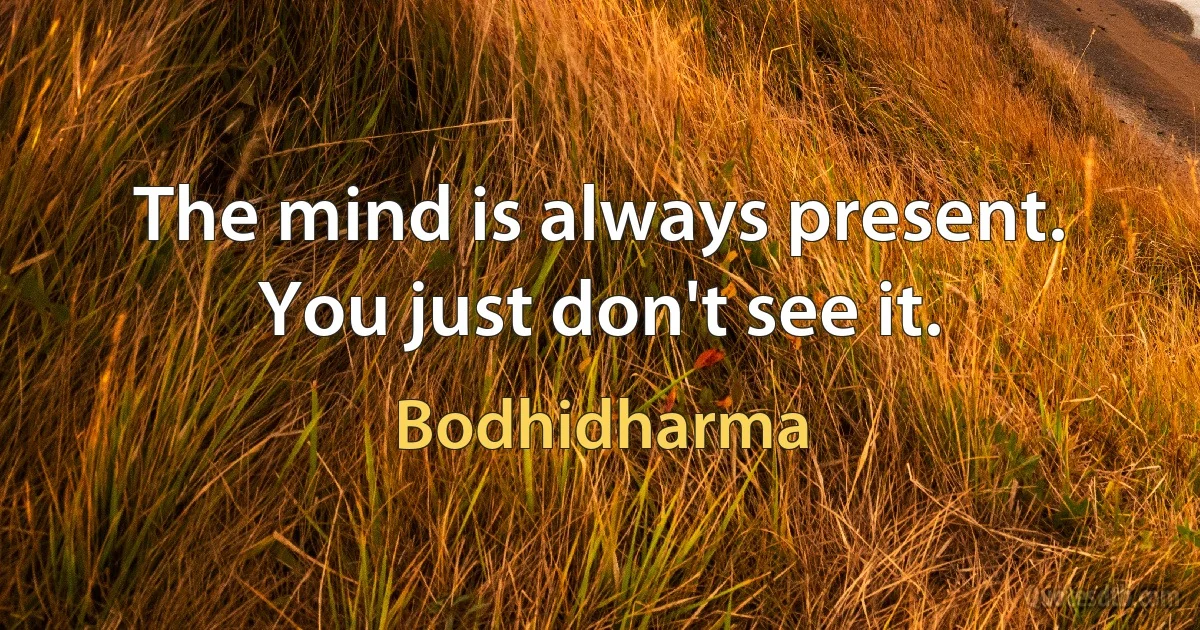 The mind is always present. You just don't see it. (Bodhidharma)