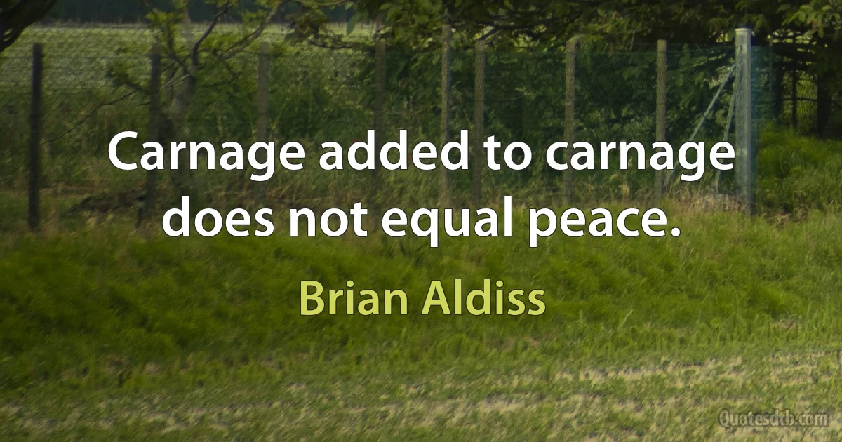 Carnage added to carnage does not equal peace. (Brian Aldiss)