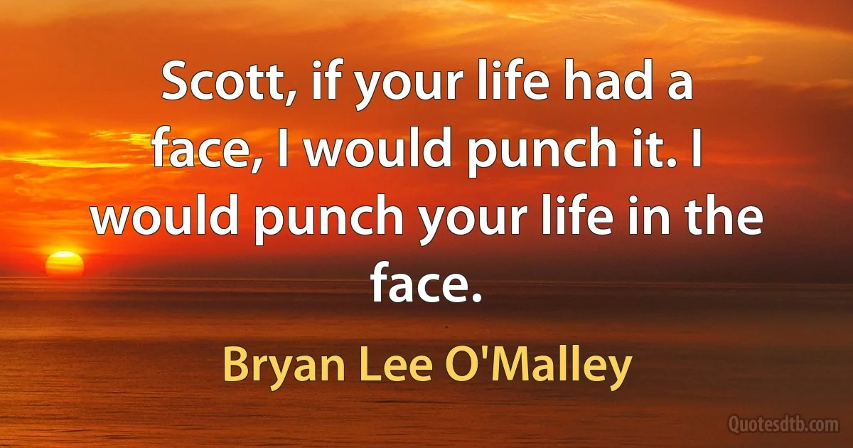 Scott, if your life had a face, I would punch it. I would punch your life in the face. (Bryan Lee O'Malley)