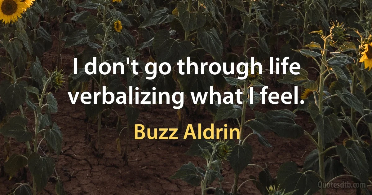 I don't go through life verbalizing what I feel. (Buzz Aldrin)