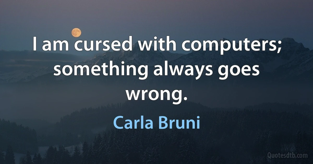 I am cursed with computers; something always goes wrong. (Carla Bruni)