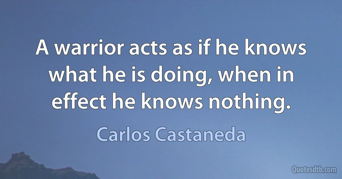 A warrior acts as if he knows what he is doing, when in effect he knows nothing. (Carlos Castaneda)