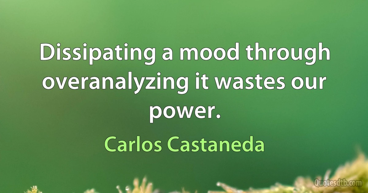 Dissipating a mood through overanalyzing it wastes our power. (Carlos Castaneda)