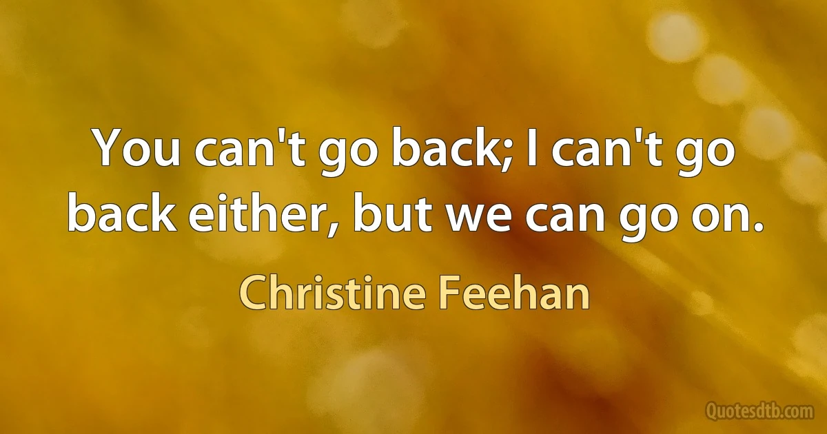 You can't go back; I can't go back either, but we can go on. (Christine Feehan)