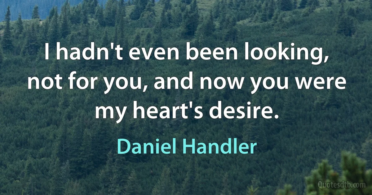 I hadn't even been looking, not for you, and now you were my heart's desire. (Daniel Handler)