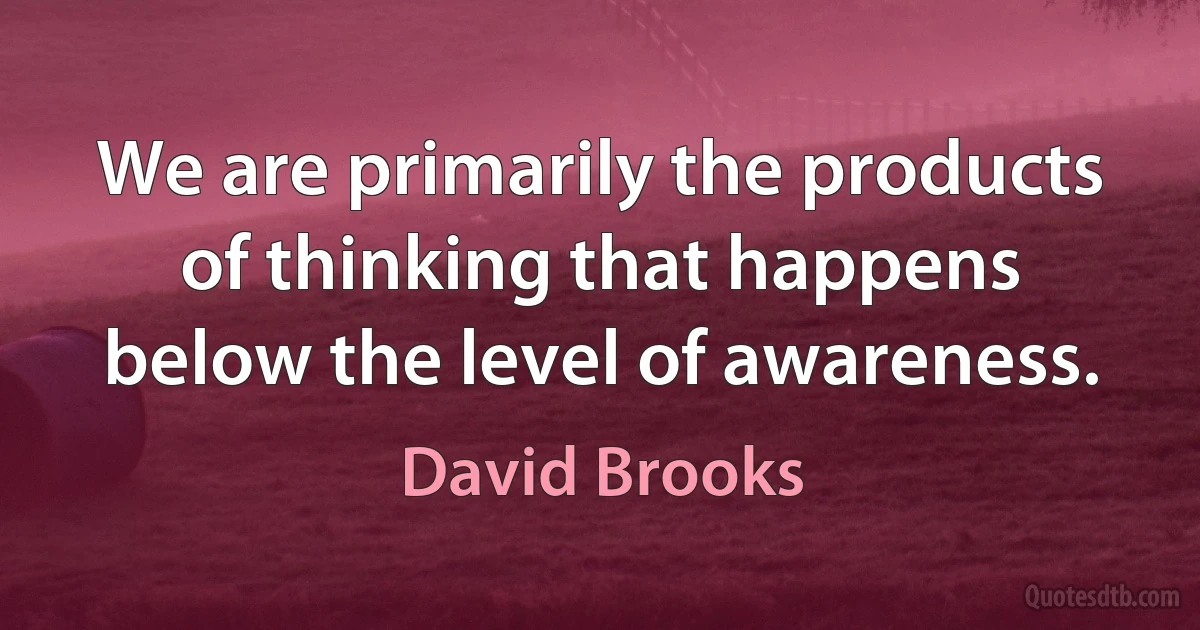 We are primarily the products of thinking that happens below the level of awareness. (David Brooks)