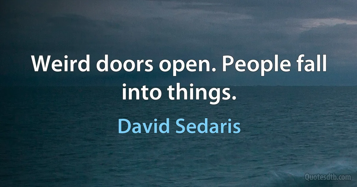 Weird doors open. People fall into things. (David Sedaris)