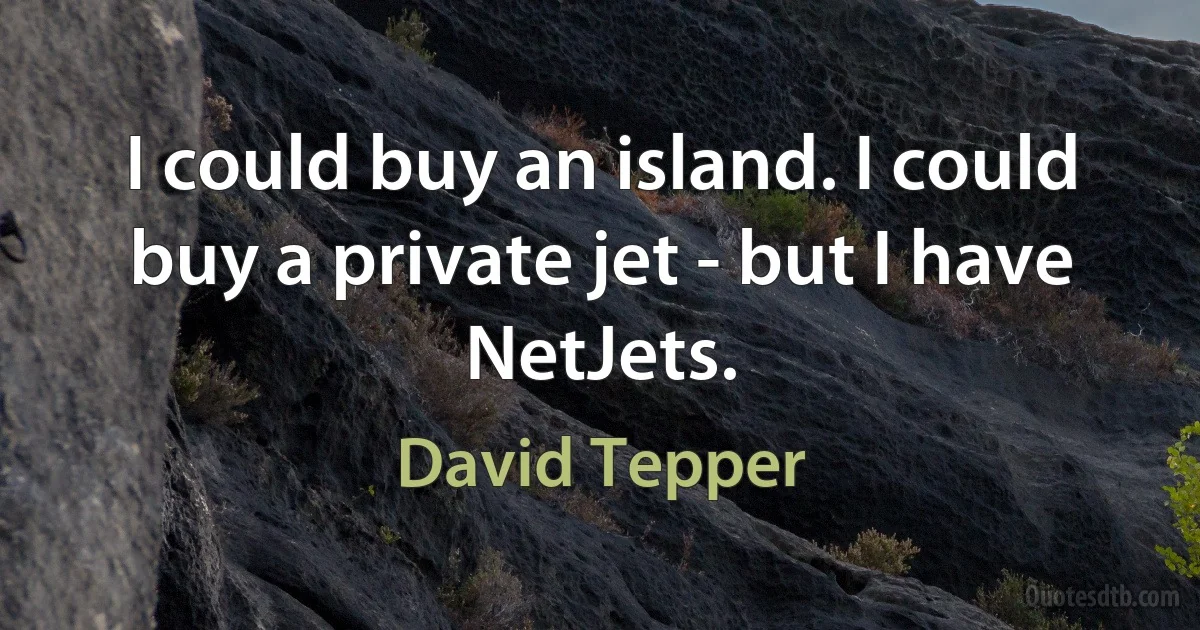 I could buy an island. I could buy a private jet - but I have NetJets. (David Tepper)