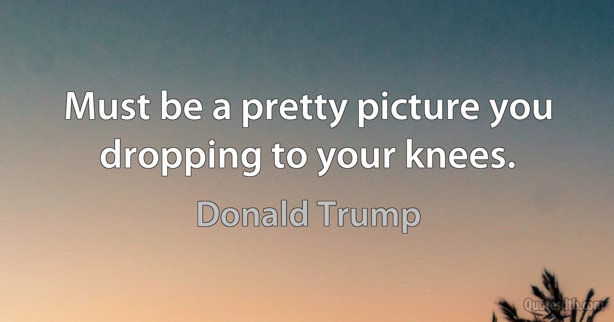 Must be a pretty picture you dropping to your knees. (Donald Trump)