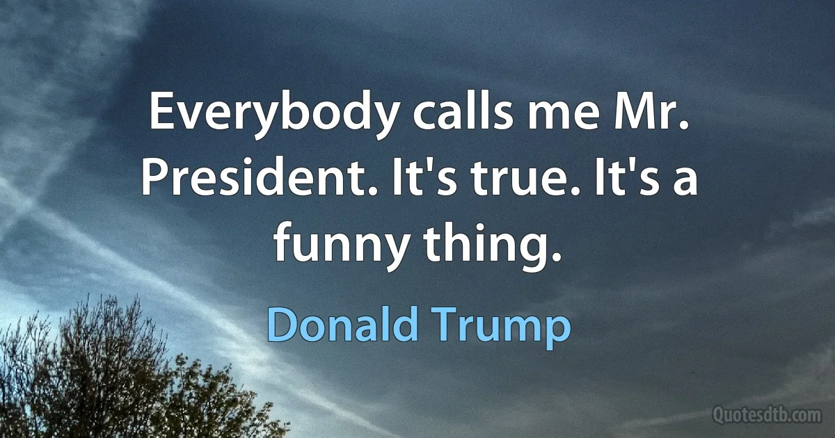 Everybody calls me Mr. President. It's true. It's a funny thing. (Donald Trump)