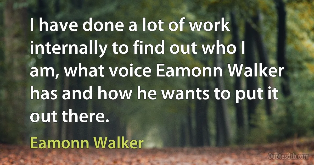 I have done a lot of work internally to find out who I am, what voice Eamonn Walker has and how he wants to put it out there. (Eamonn Walker)