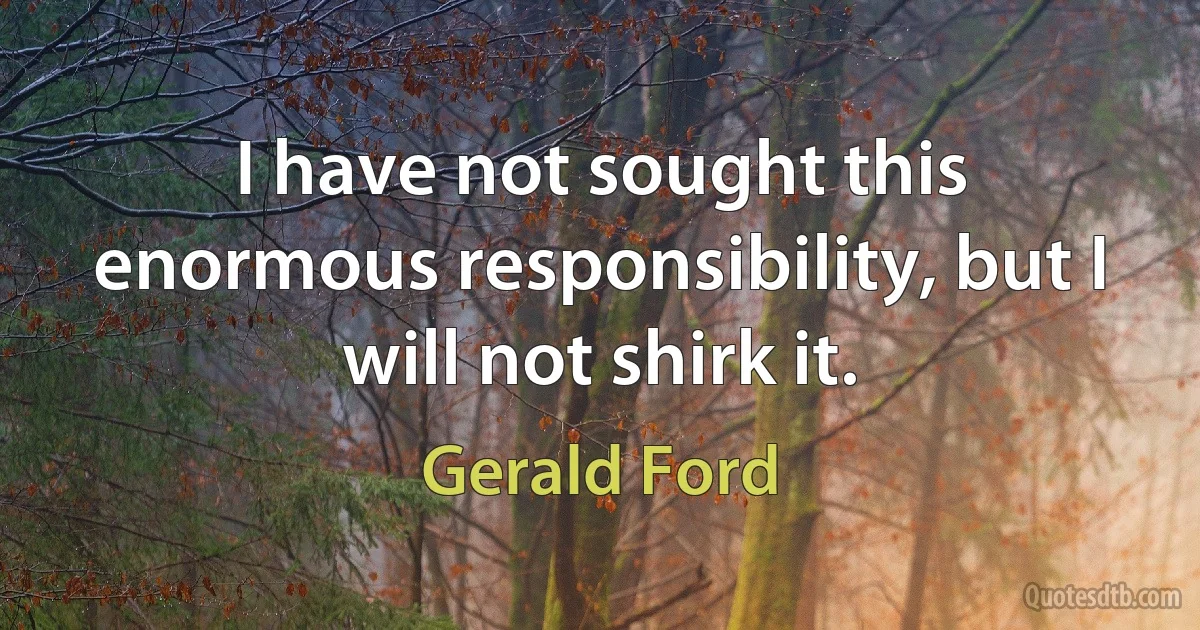 I have not sought this enormous responsibility, but I will not shirk it. (Gerald Ford)