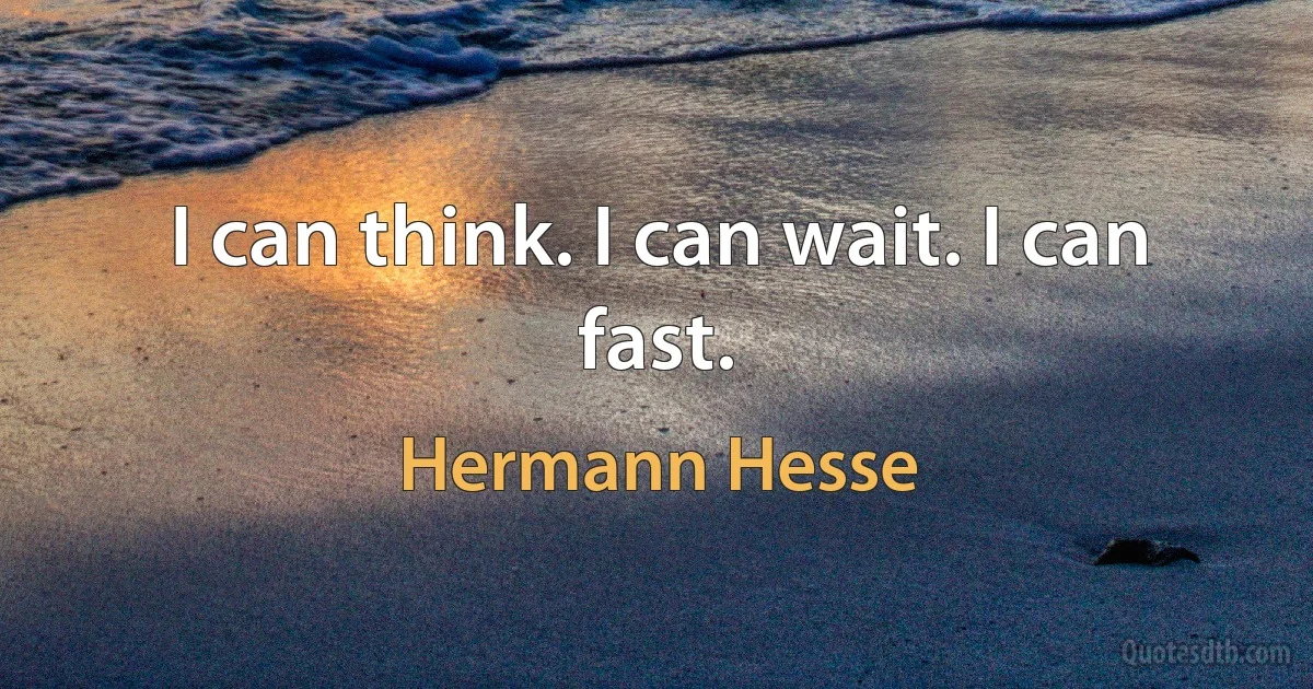 I can think. I can wait. I can fast. (Hermann Hesse)