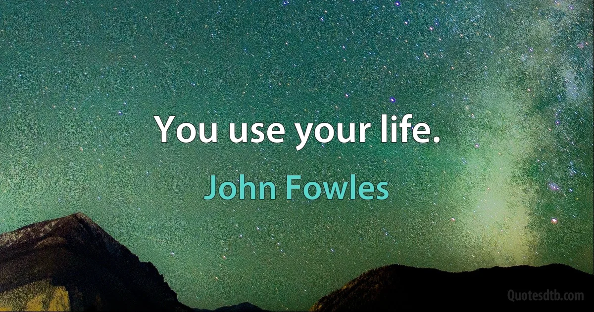 You use your life. (John Fowles)