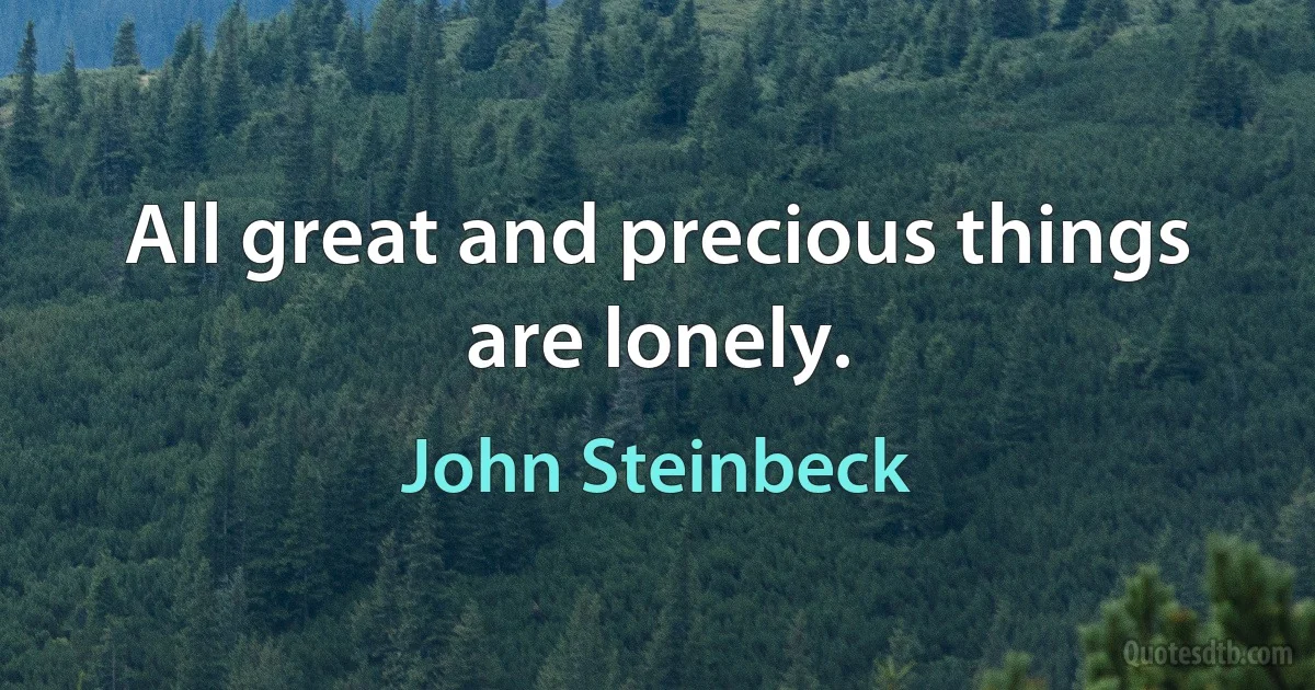 All great and precious things are lonely. (John Steinbeck)