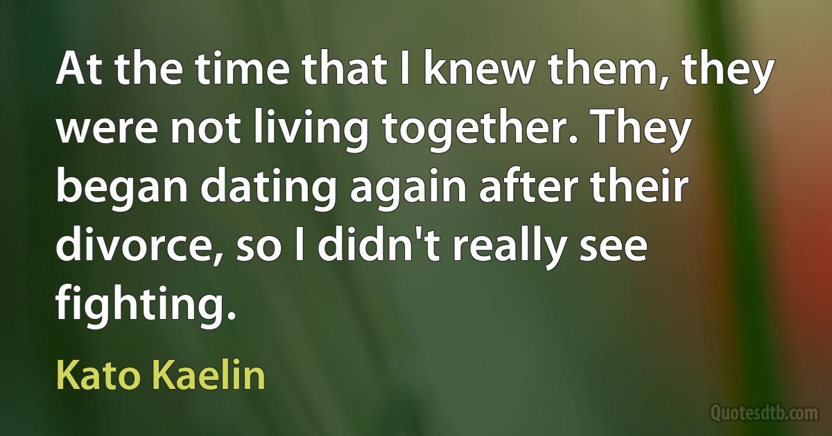 At the time that I knew them, they were not living together. They began dating again after their divorce, so I didn't really see fighting. (Kato Kaelin)