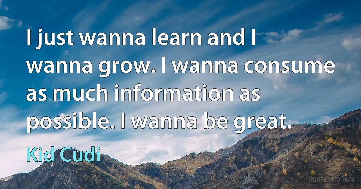 I just wanna learn and I wanna grow. I wanna consume as much information as possible. I wanna be great. (Kid Cudi)