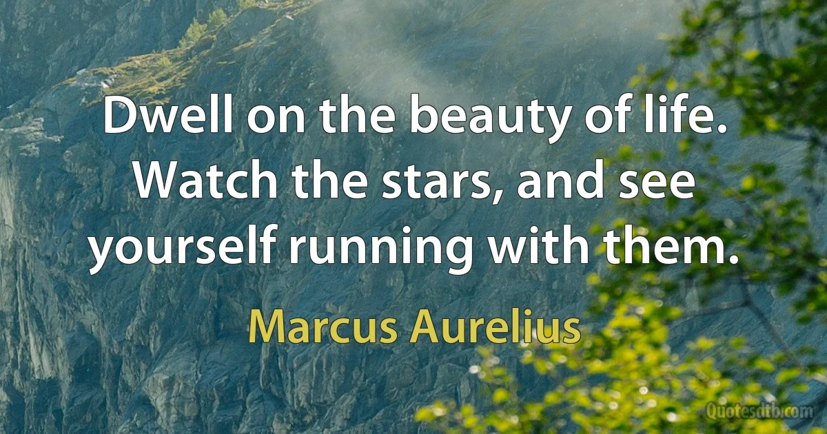 Dwell on the beauty of life. Watch the stars, and see yourself running with them. (Marcus Aurelius)