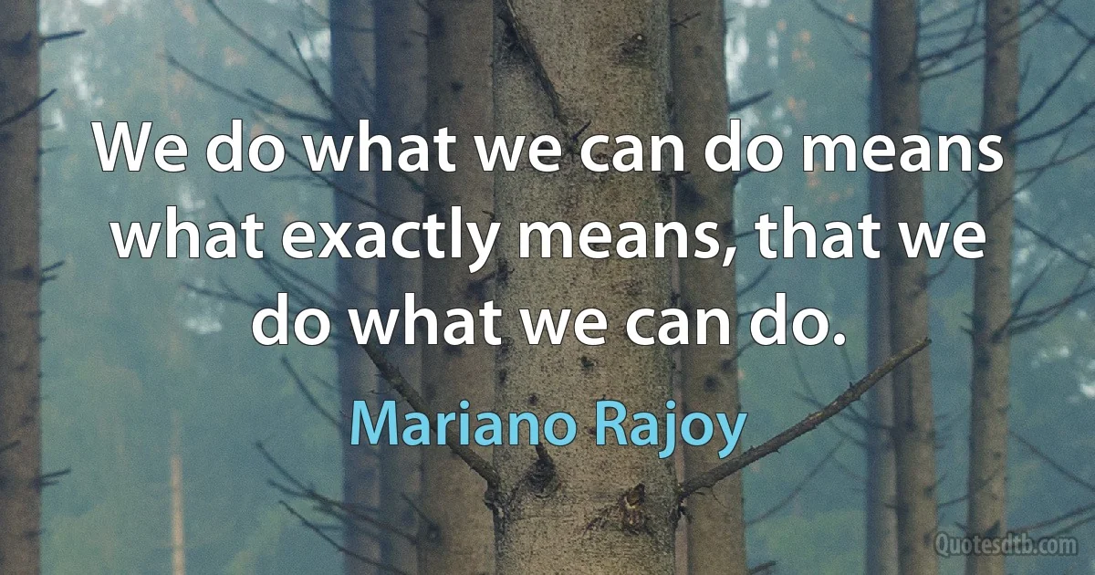 We do what we can do means what exactly means, that we do what we can do. (Mariano Rajoy)