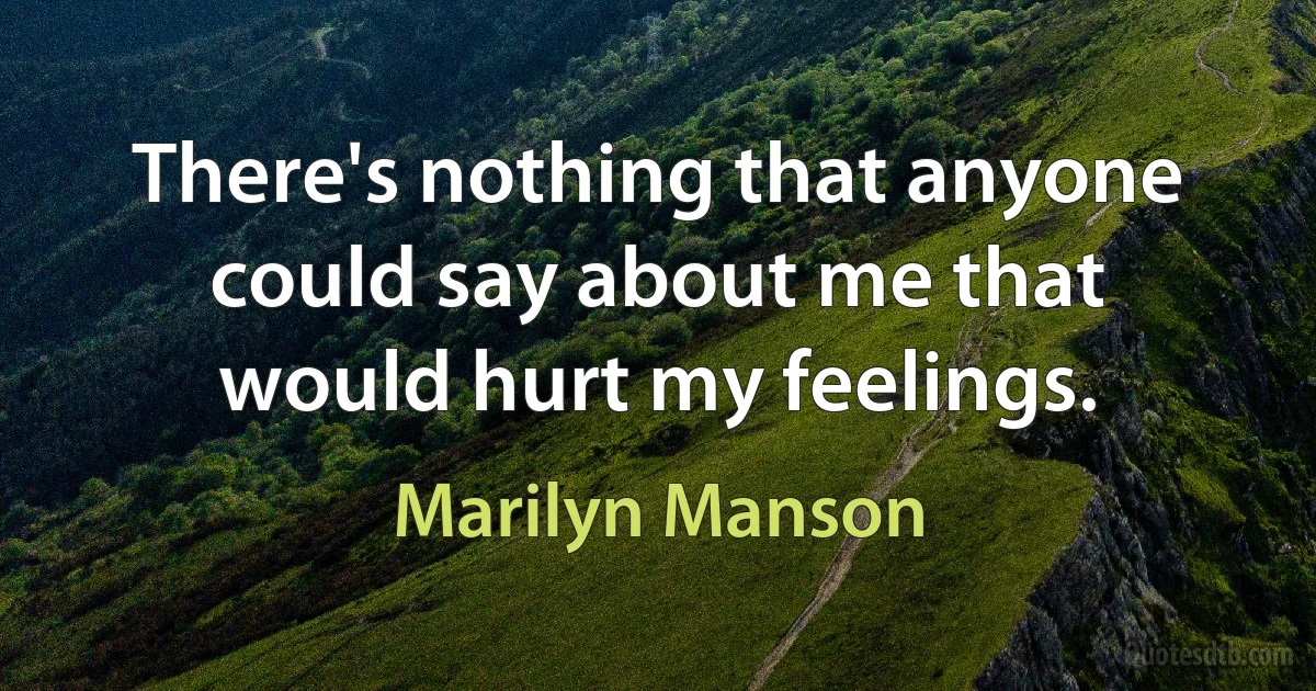 There's nothing that anyone could say about me that would hurt my feelings. (Marilyn Manson)