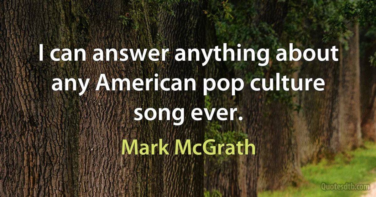 I can answer anything about any American pop culture song ever. (Mark McGrath)