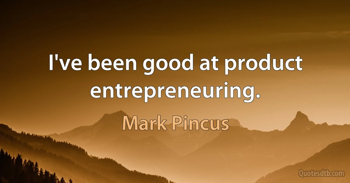 I've been good at product entrepreneuring. (Mark Pincus)