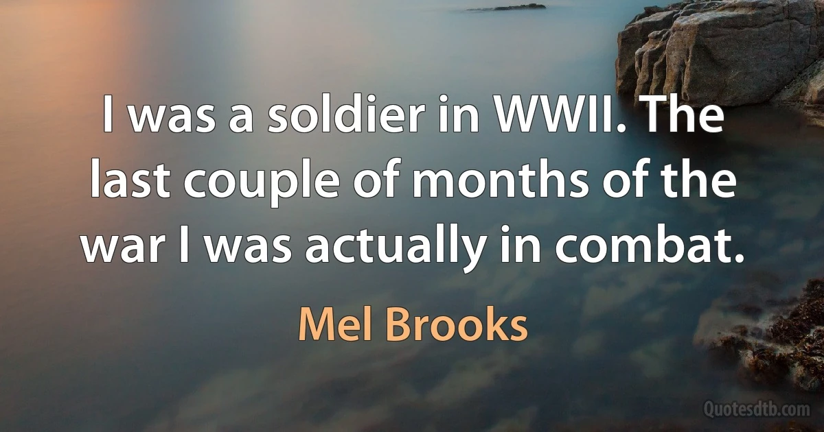 I was a soldier in WWII. The last couple of months of the war I was actually in combat. (Mel Brooks)