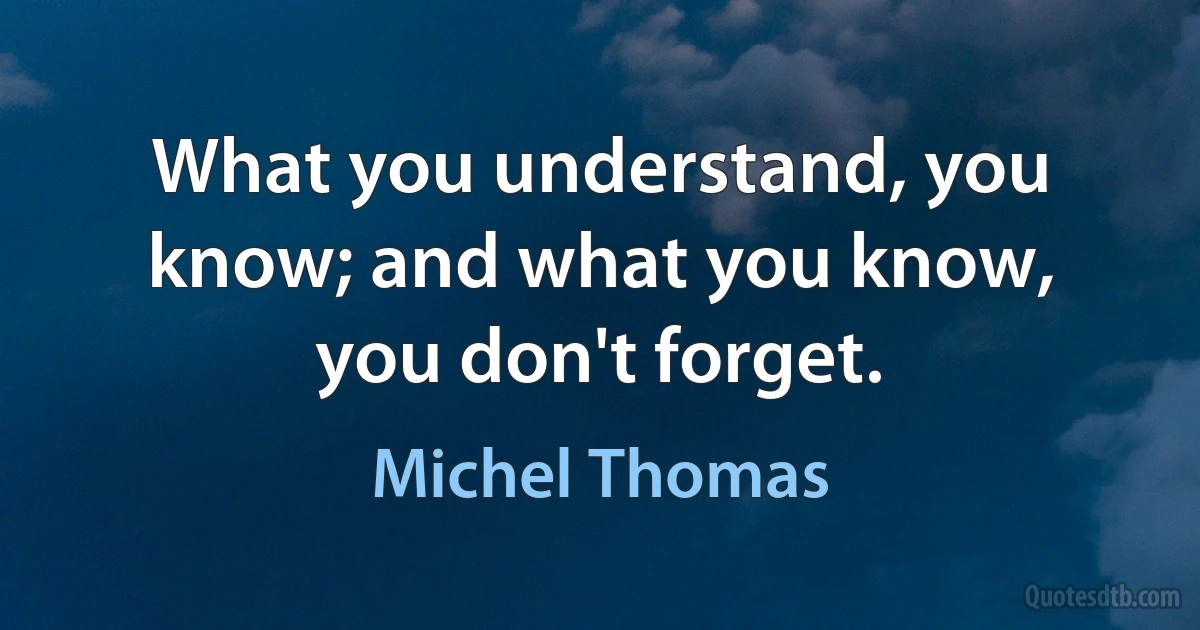 What you understand, you know; and what you know, you don't forget. (Michel Thomas)