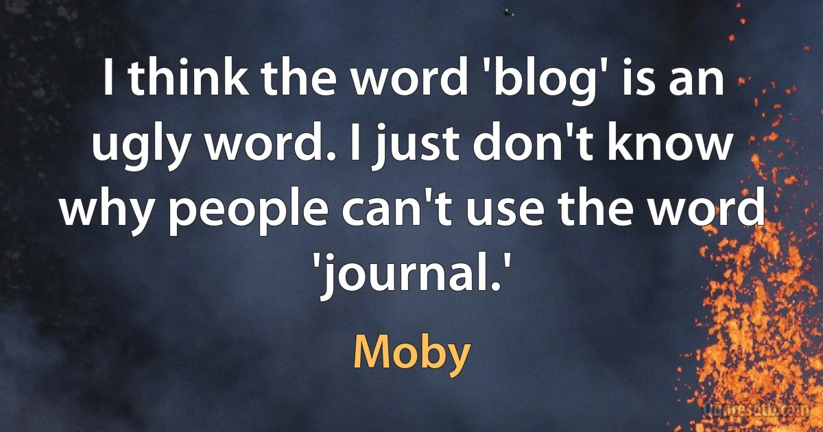 I think the word 'blog' is an ugly word. I just don't know why people can't use the word 'journal.' (Moby)