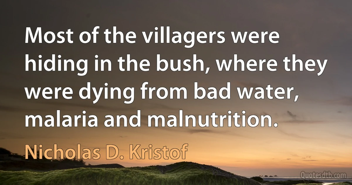 Most of the villagers were hiding in the bush, where they were dying from bad water, malaria and malnutrition. (Nicholas D. Kristof)