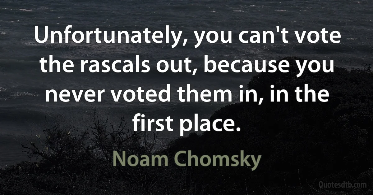 Unfortunately, you can't vote the rascals out, because you never voted them in, in the first place. (Noam Chomsky)