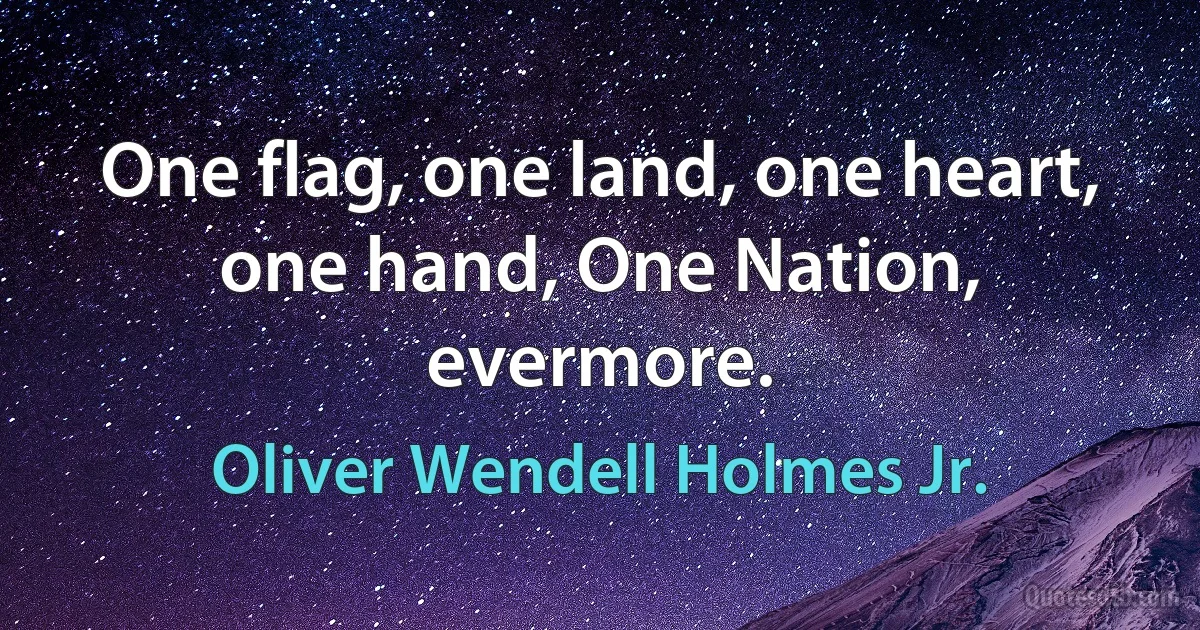 One flag, one land, one heart, one hand, One Nation, evermore. (Oliver Wendell Holmes Jr.)