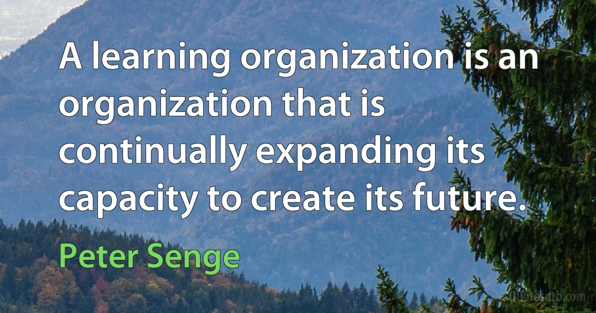 A learning organization is an organization that is continually expanding its capacity to create its future. (Peter Senge)